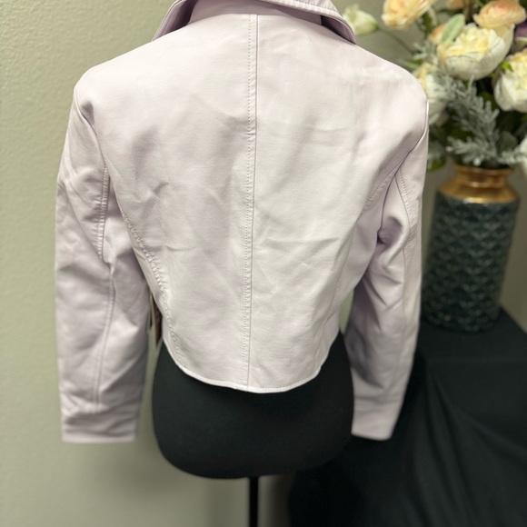 NWT Ci Sono by Cavallini Lavender Faux Leather Moto Jacket – Size Small - Picture 3 of 8